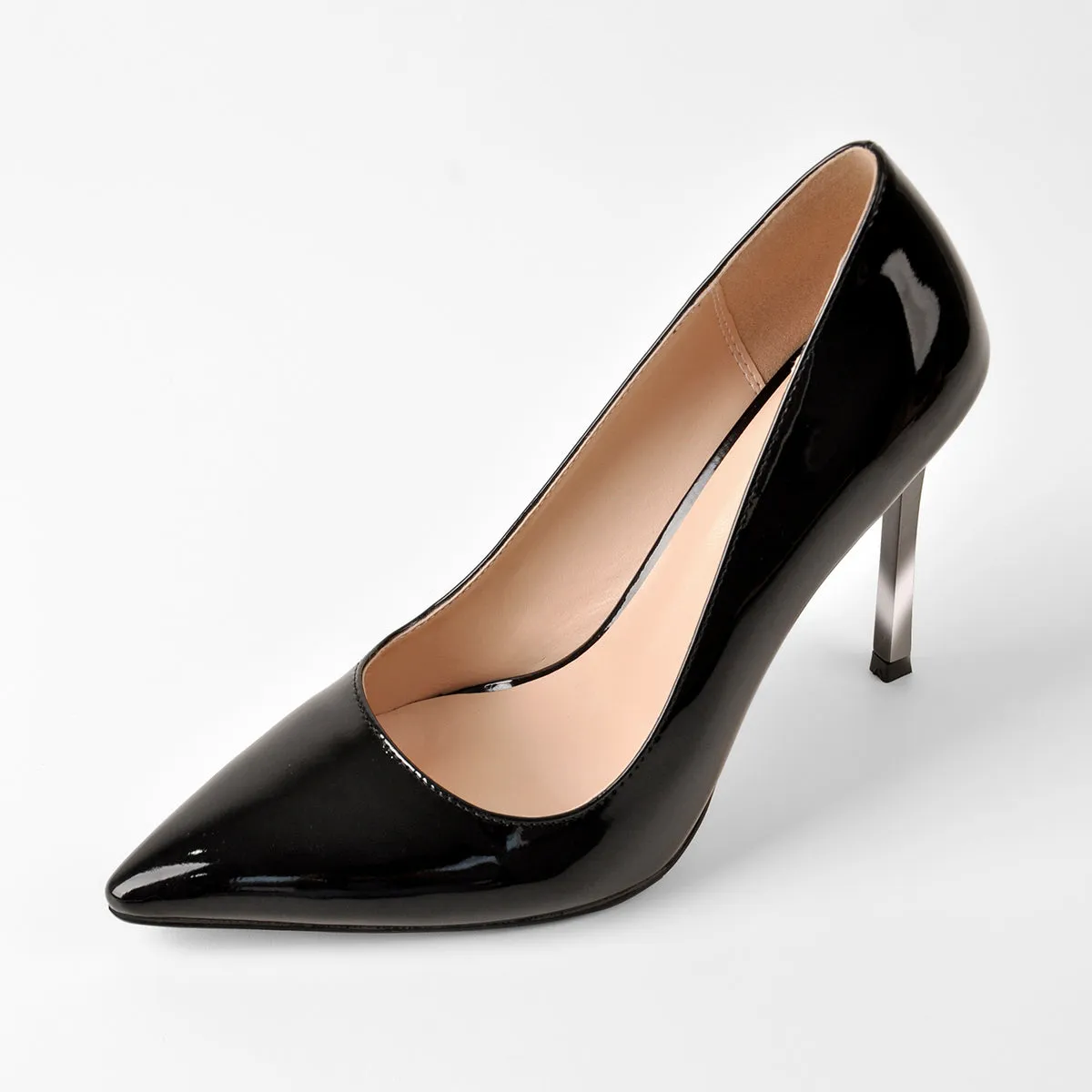 10cm Patent Leather High Heel Shoes with Metal Accents