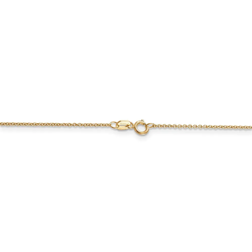 14k Yellow Gold and Rhodium Polished Rose Slide, 10mm Necklace