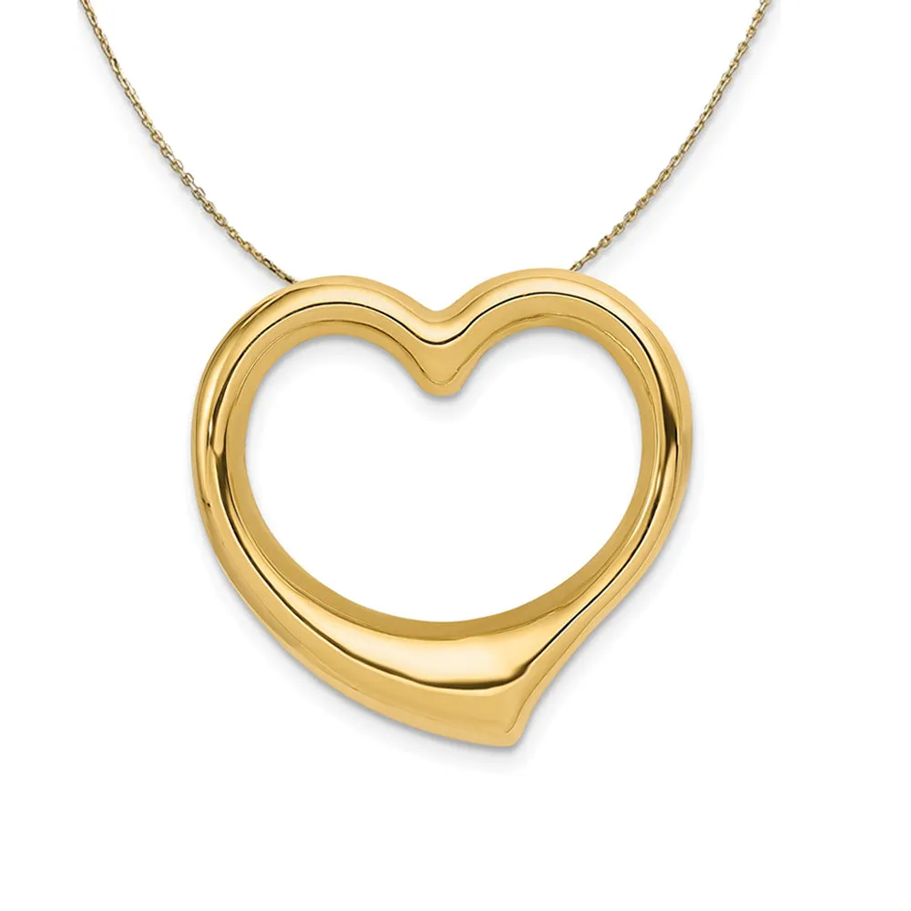 14k Yellow Gold Cut Out Heart Slide, 24mm Necklace