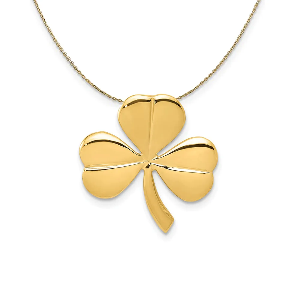 14k Yellow Gold Polished Shamrock Slide (18mm) Necklace