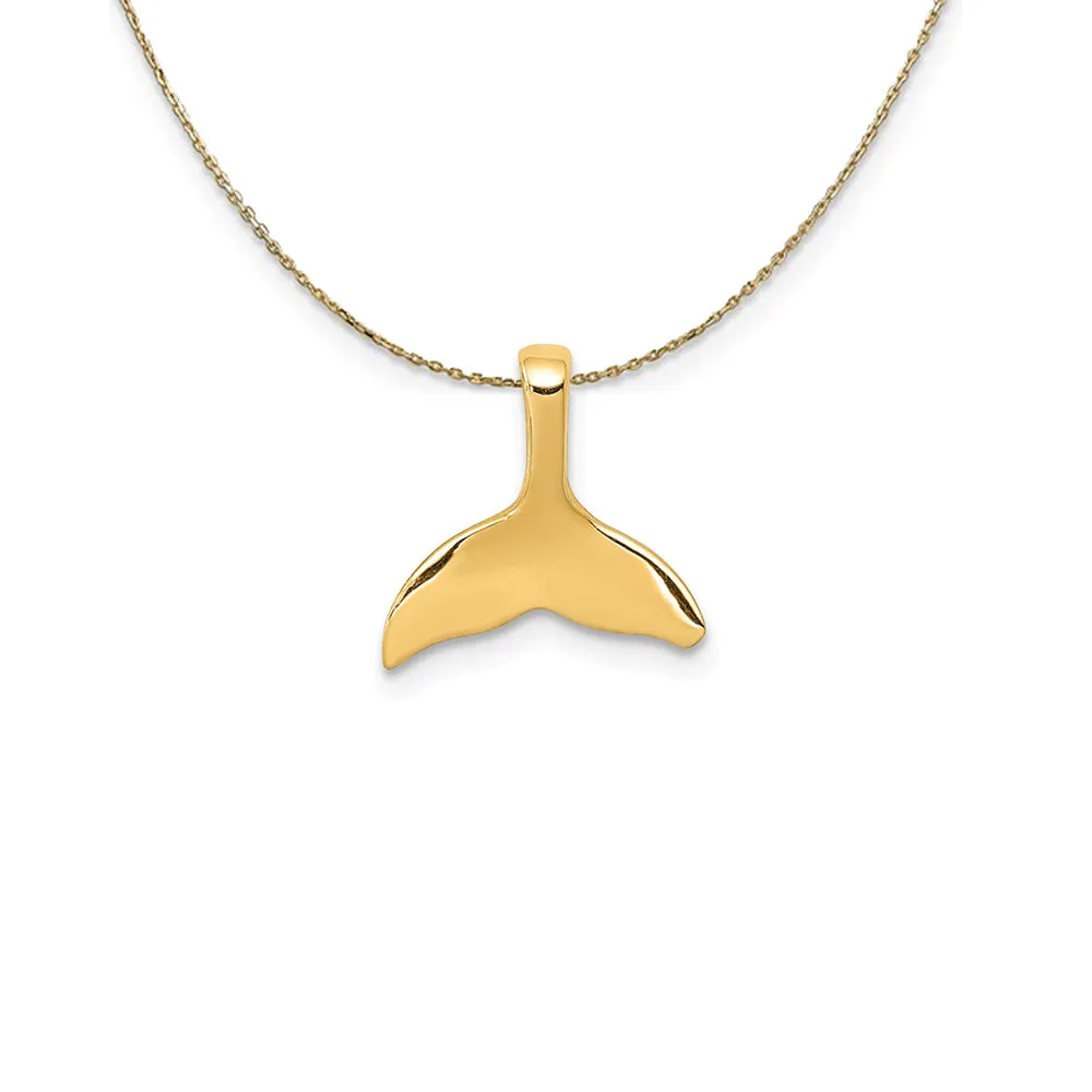 14k Yellow Gold Small Whale Tail Slide Necklace