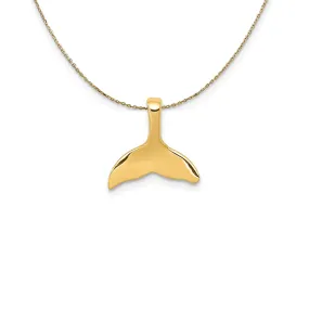 14k Yellow Gold Small Whale Tail Slide Necklace