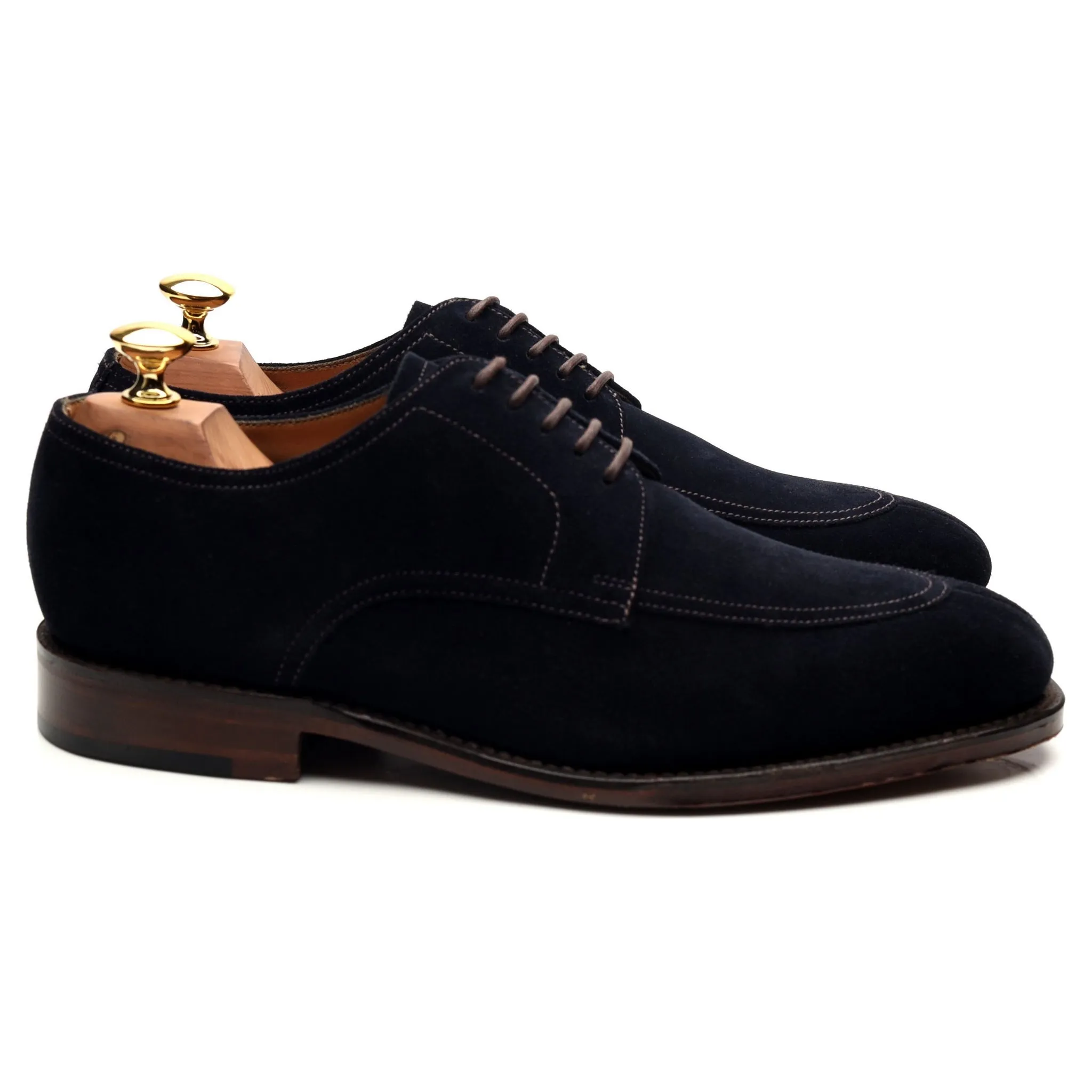 1880 'Ealing' Navy Blue Suede Split Toe Derby UK 6 F