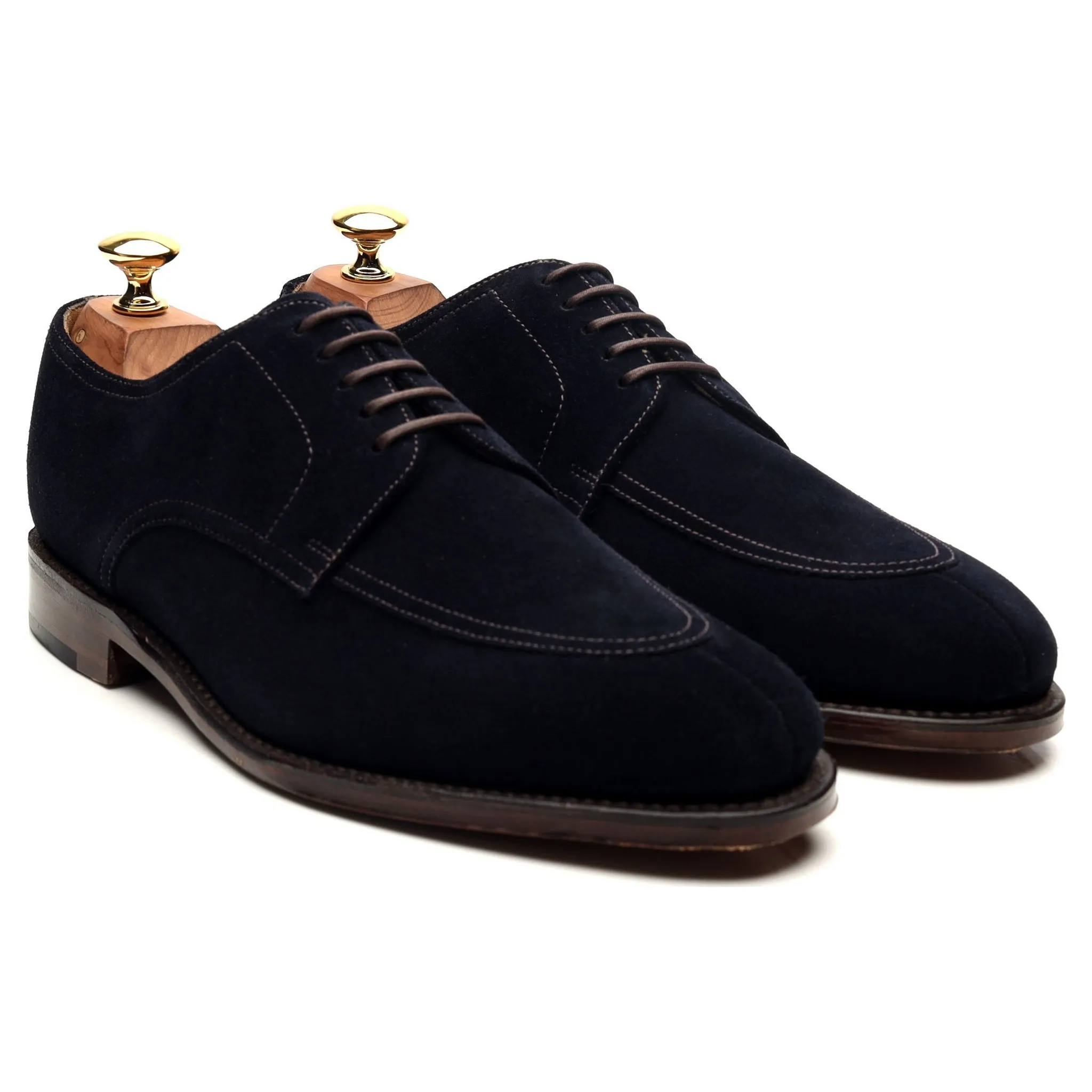 1880 'Ealing' Navy Blue Suede Split Toe Derby UK 6 F