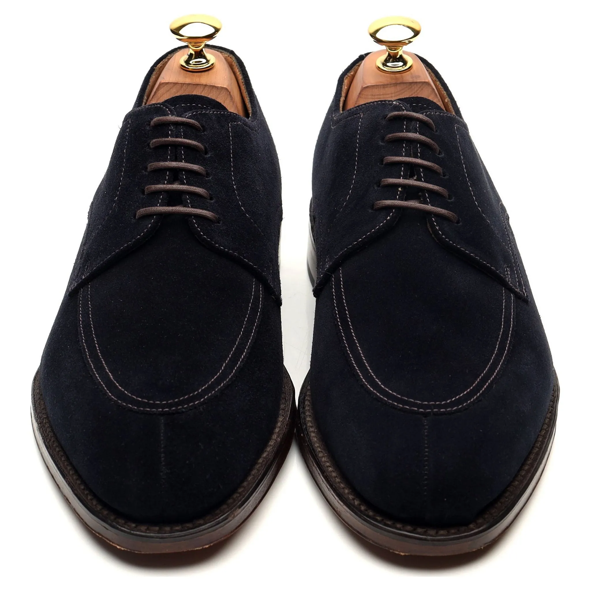 1880 'Ealing' Navy Blue Suede Split Toe Derby UK 6 F