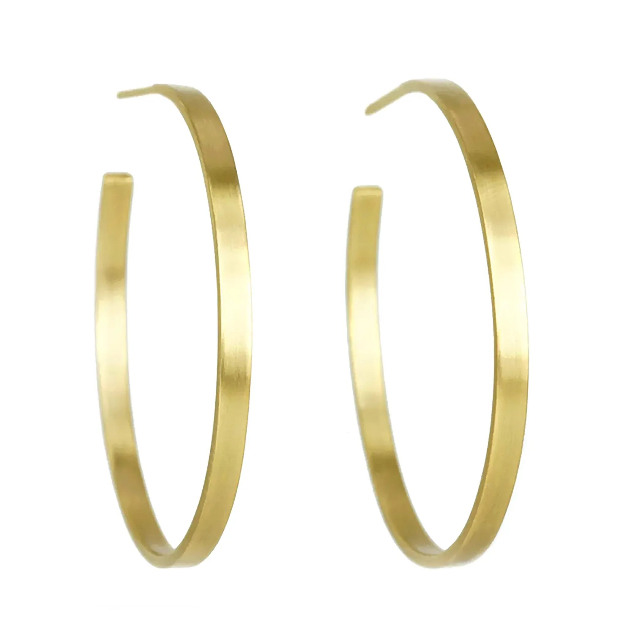 18K Gold Flat Profile Handmade Hoops