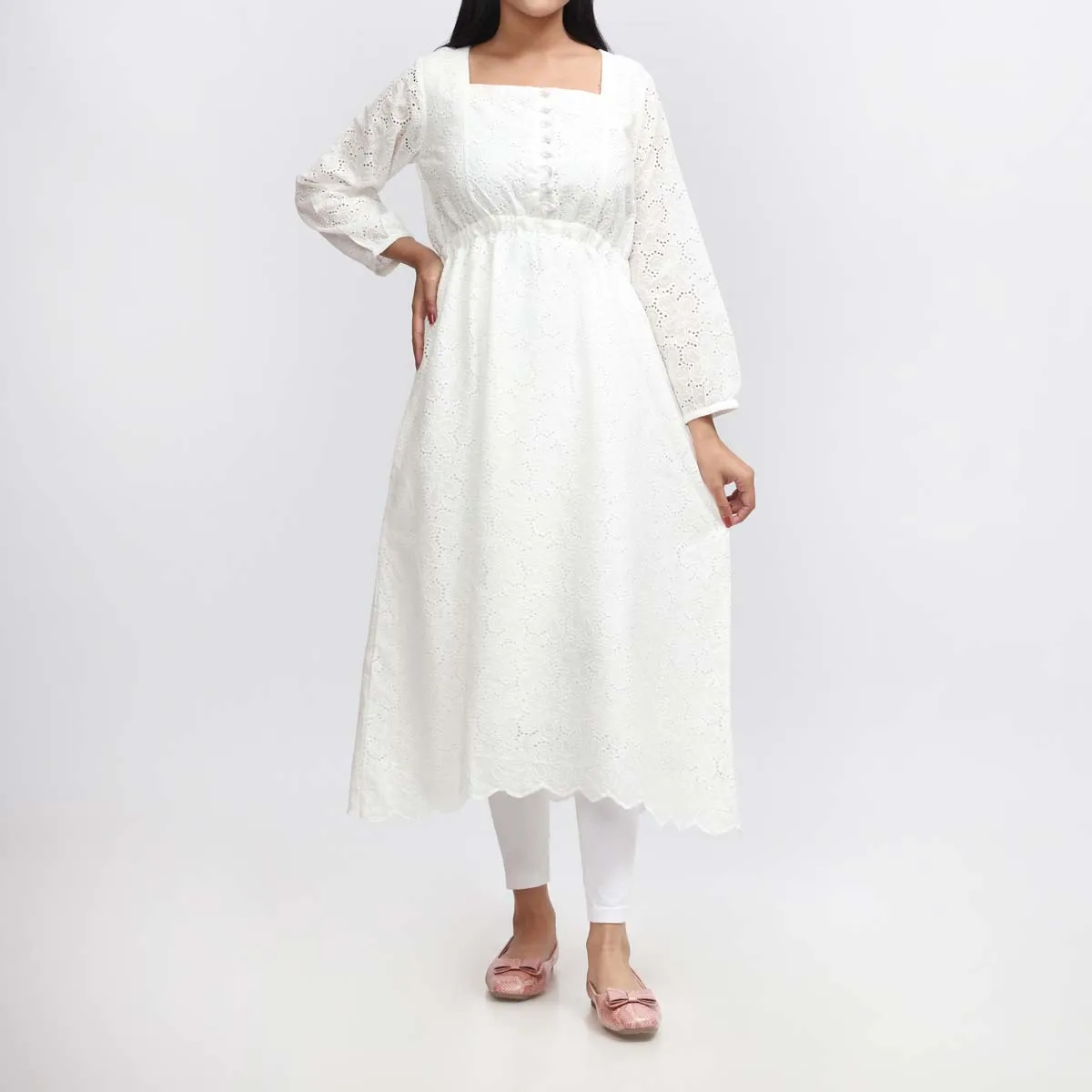 1PC- Embroidered Chikankari Shirt PW3136