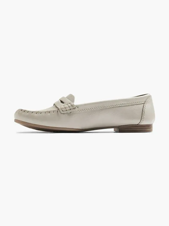 Light Grey Leather Moccasins