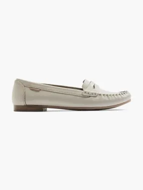 Light Grey Leather Moccasins