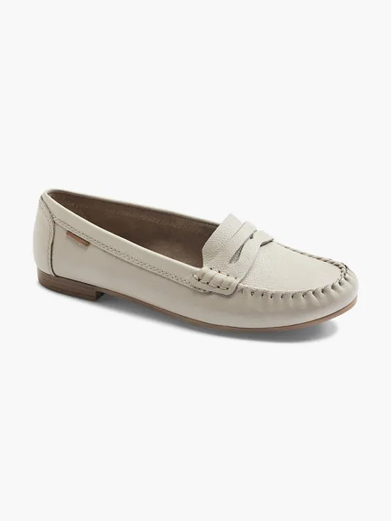 Light Grey Leather Moccasins