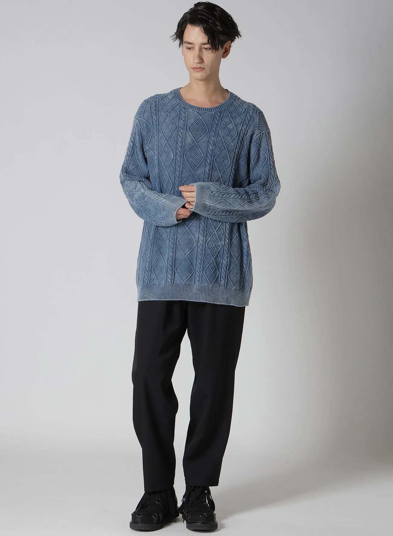 7G ALAN DISCHARGE ROUND NECK KNIT