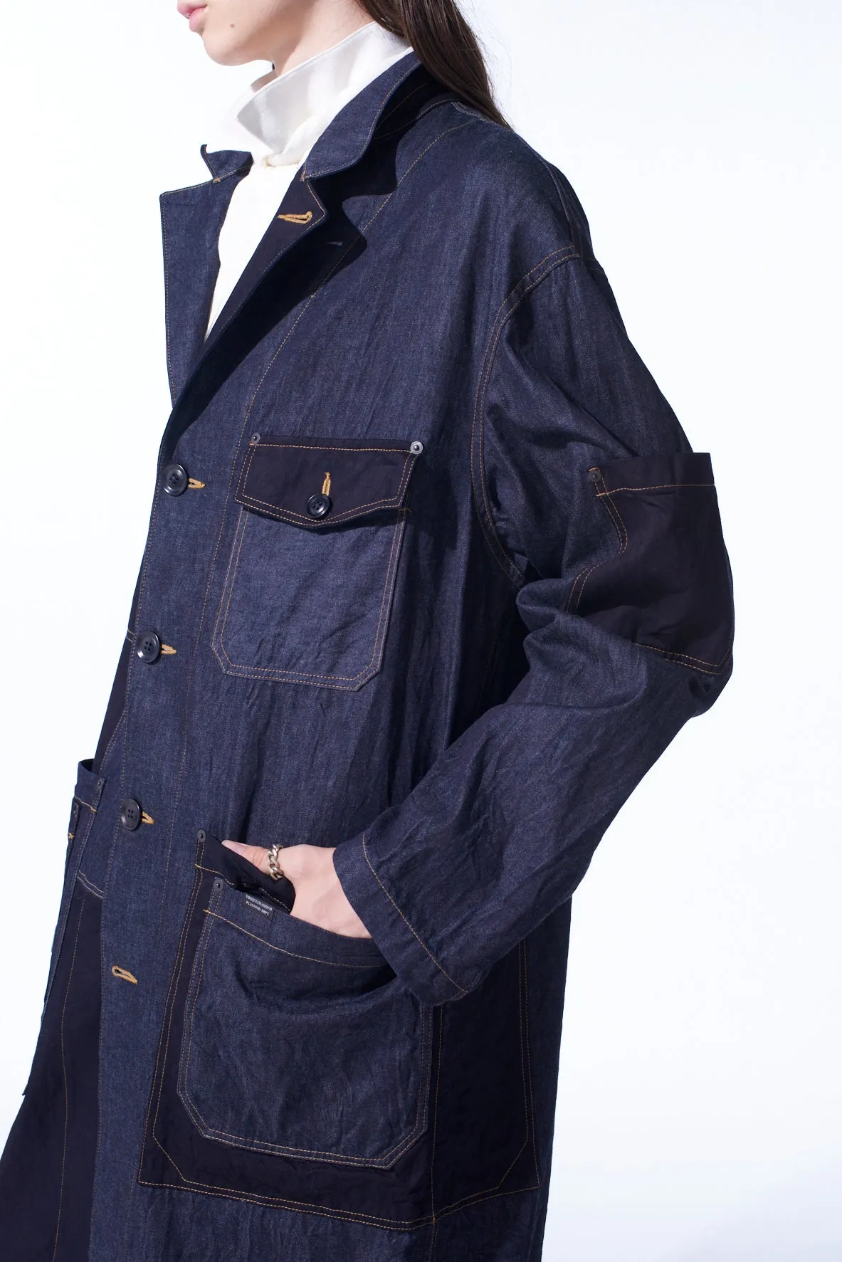 7OZ DENIM CRAZY PATCHWORK SHOP COAT