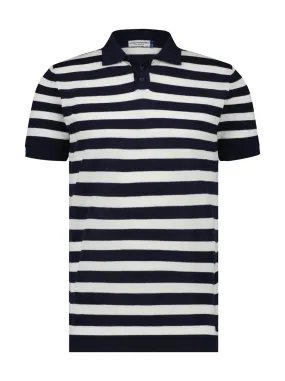 A Fish Named Fred Knit SS Polo Navy Stripe