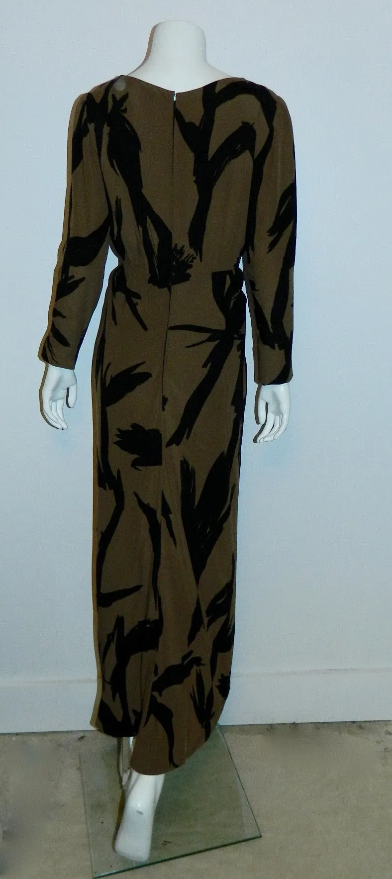 abstract print silk gown BUD KILPATRICK vintage 1960s dress XS