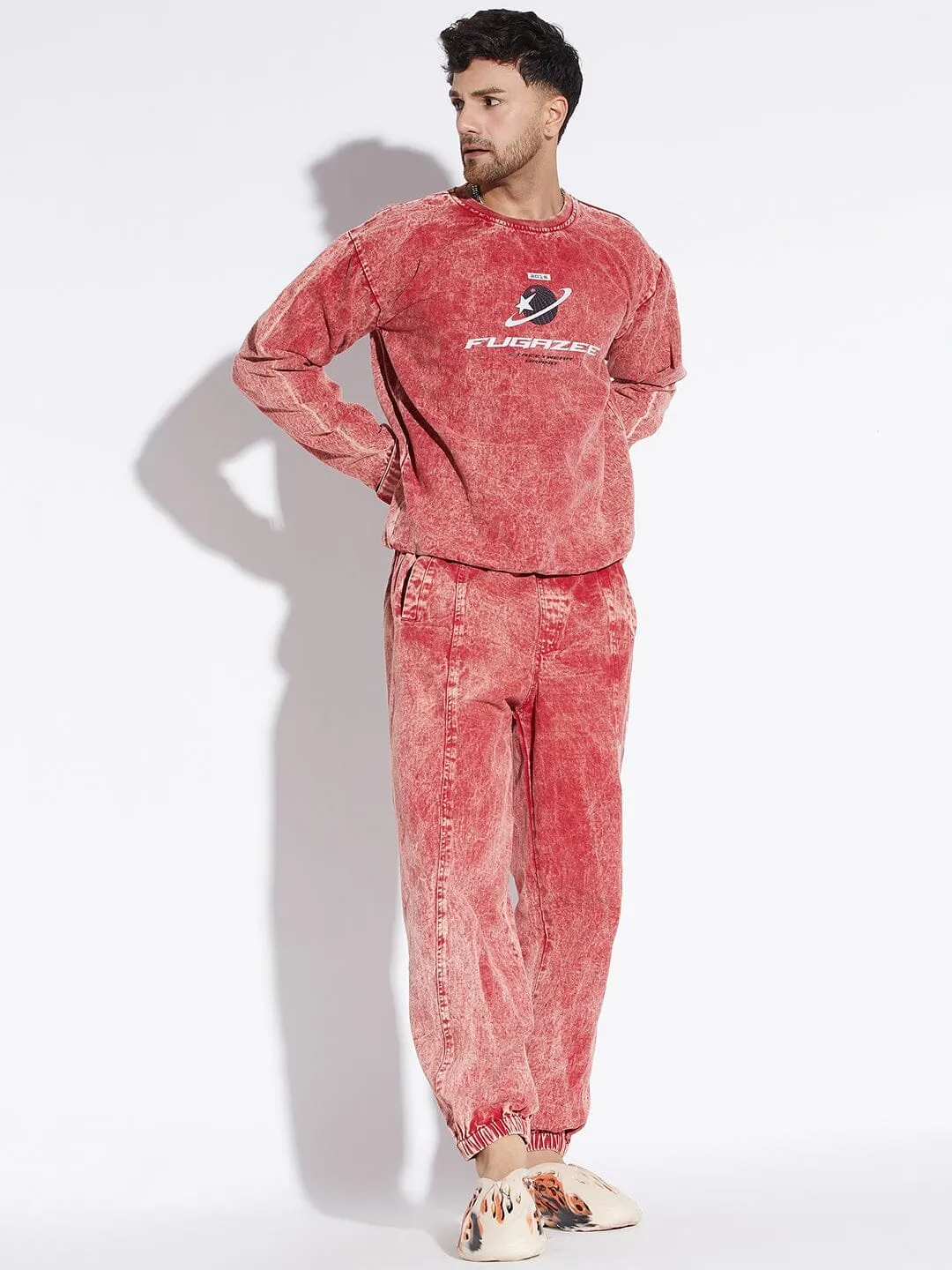 Amber Acid Washed Oversized Sweatshirt and Trackpants Combo Tracksuit