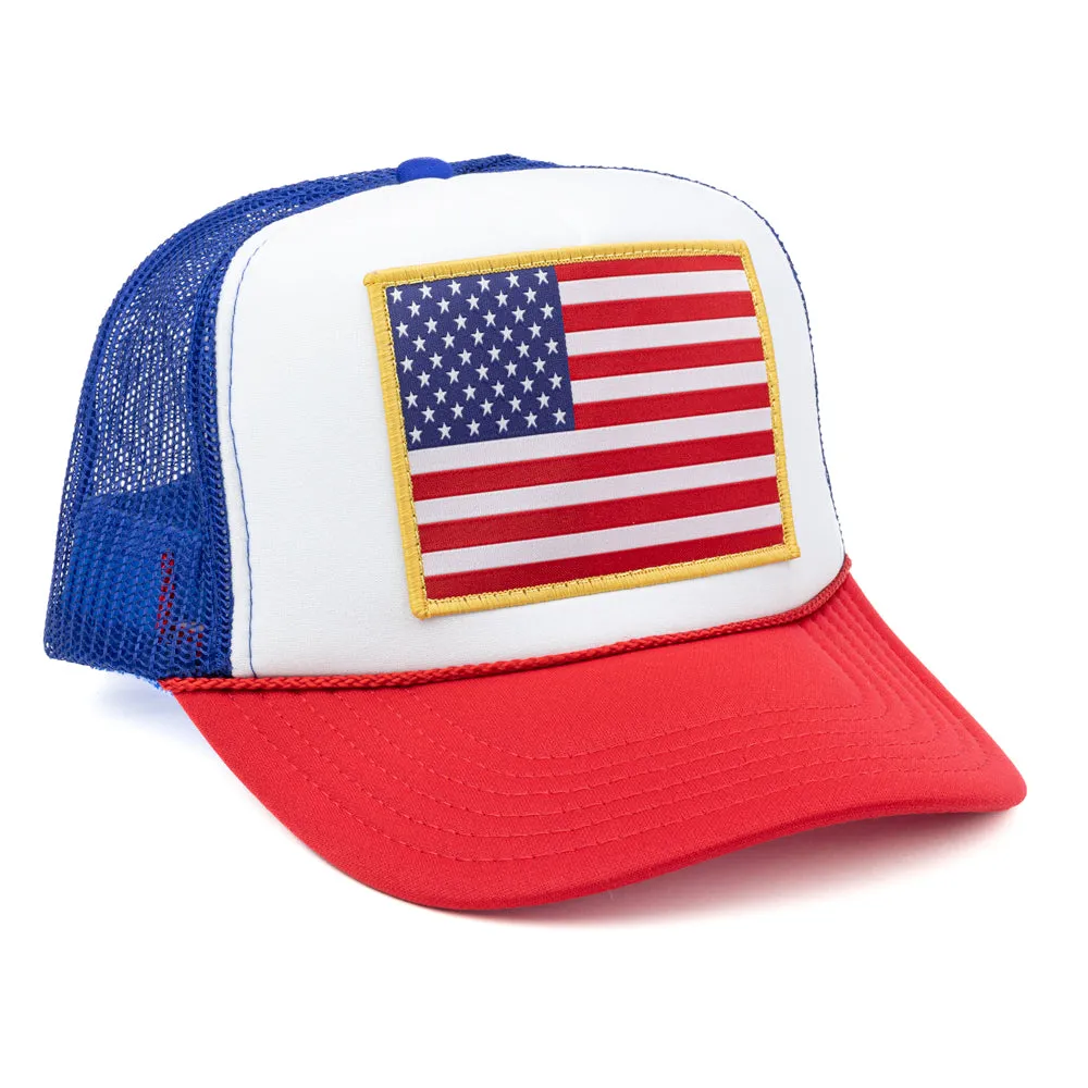 American Flag Patch Trucker Hat