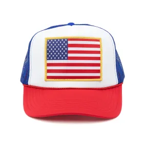 American Flag Patch Trucker Hat