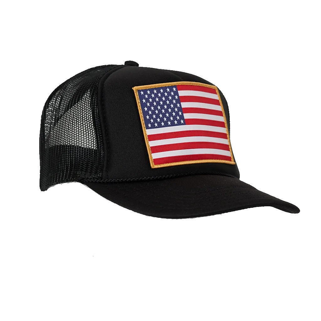 American Flag Patch Trucker Hat