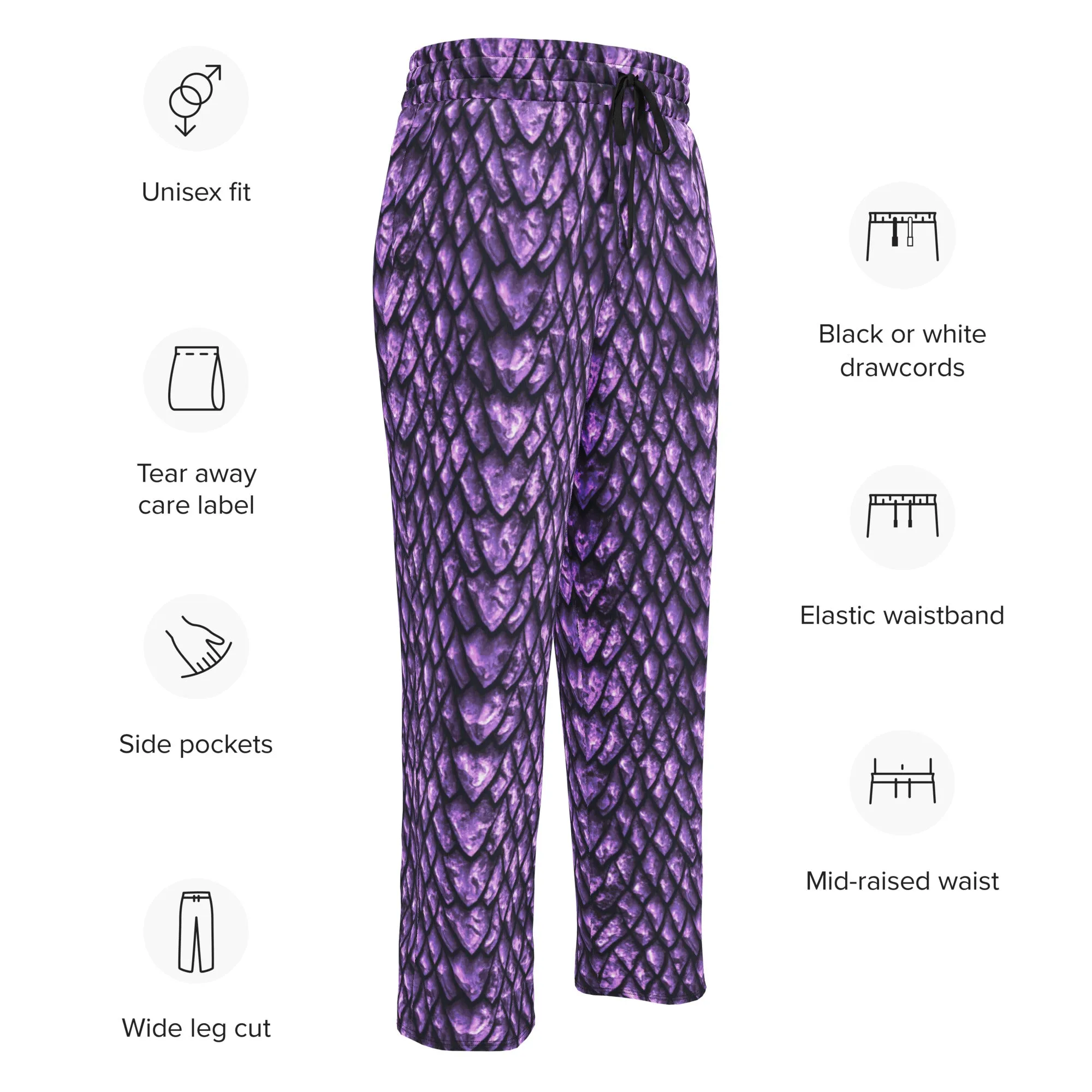 Amethyst Dragon Scale Wide-Leg Unisex Joggers