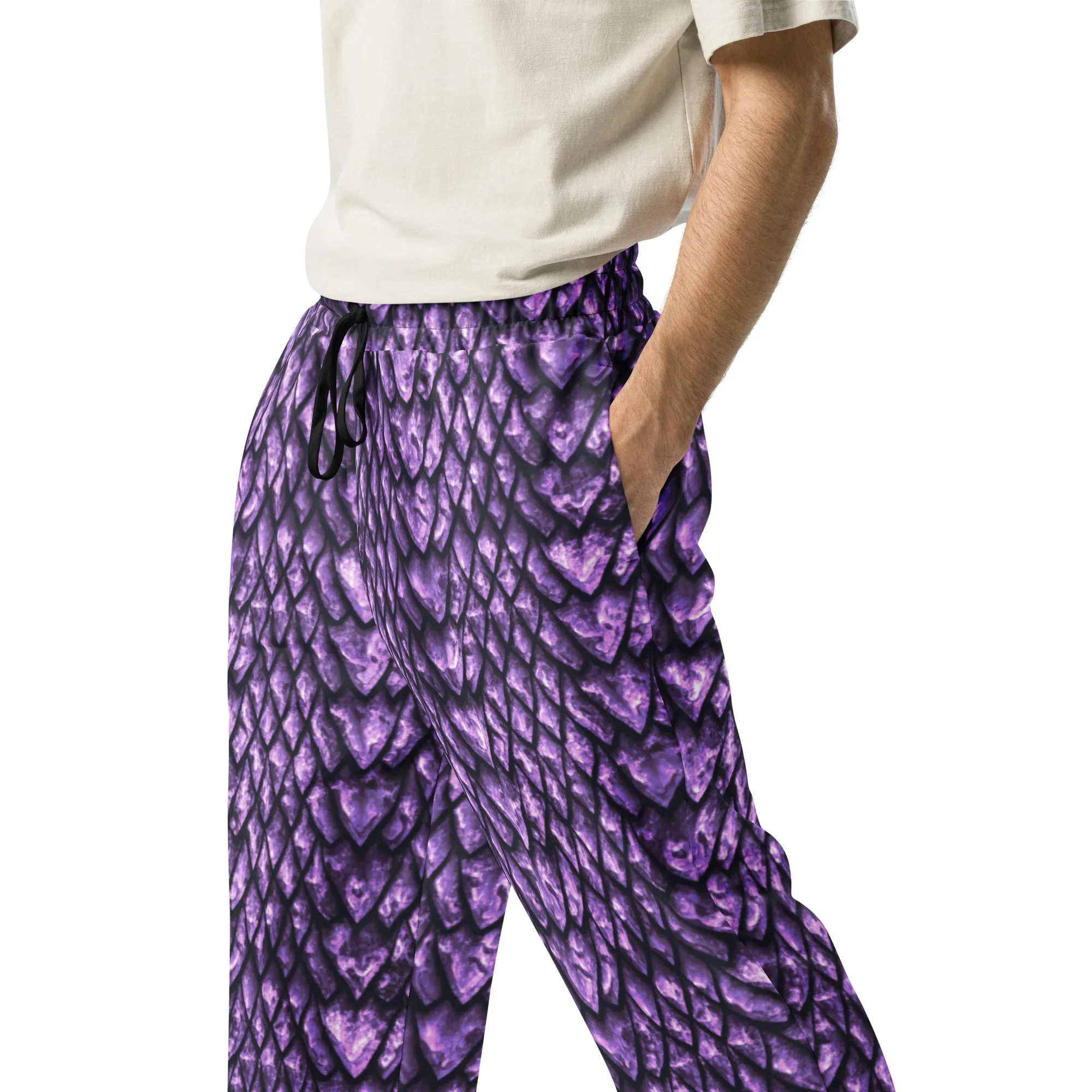 Amethyst Dragon Scale Wide-Leg Unisex Joggers