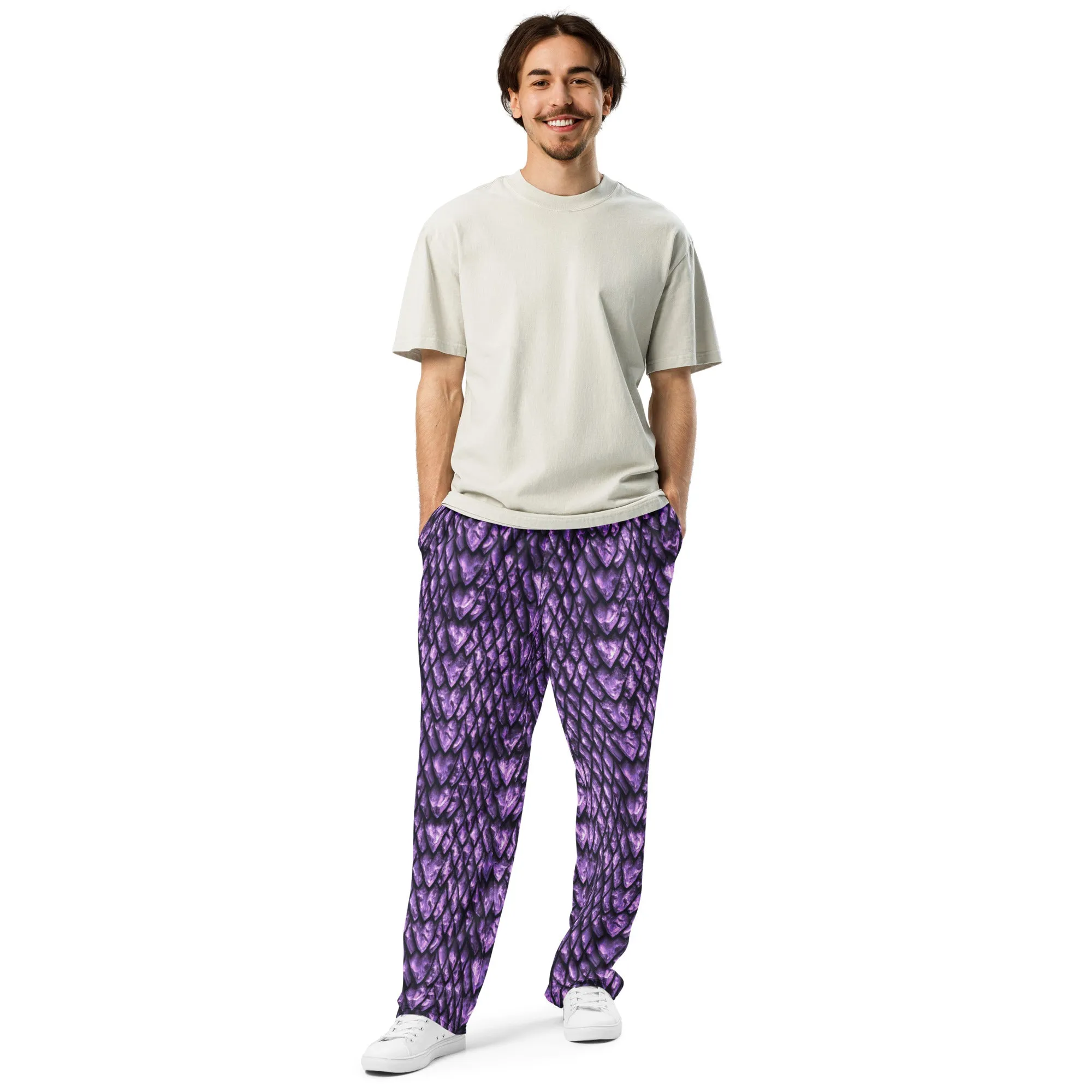 Amethyst Dragon Scale Wide-Leg Unisex Joggers