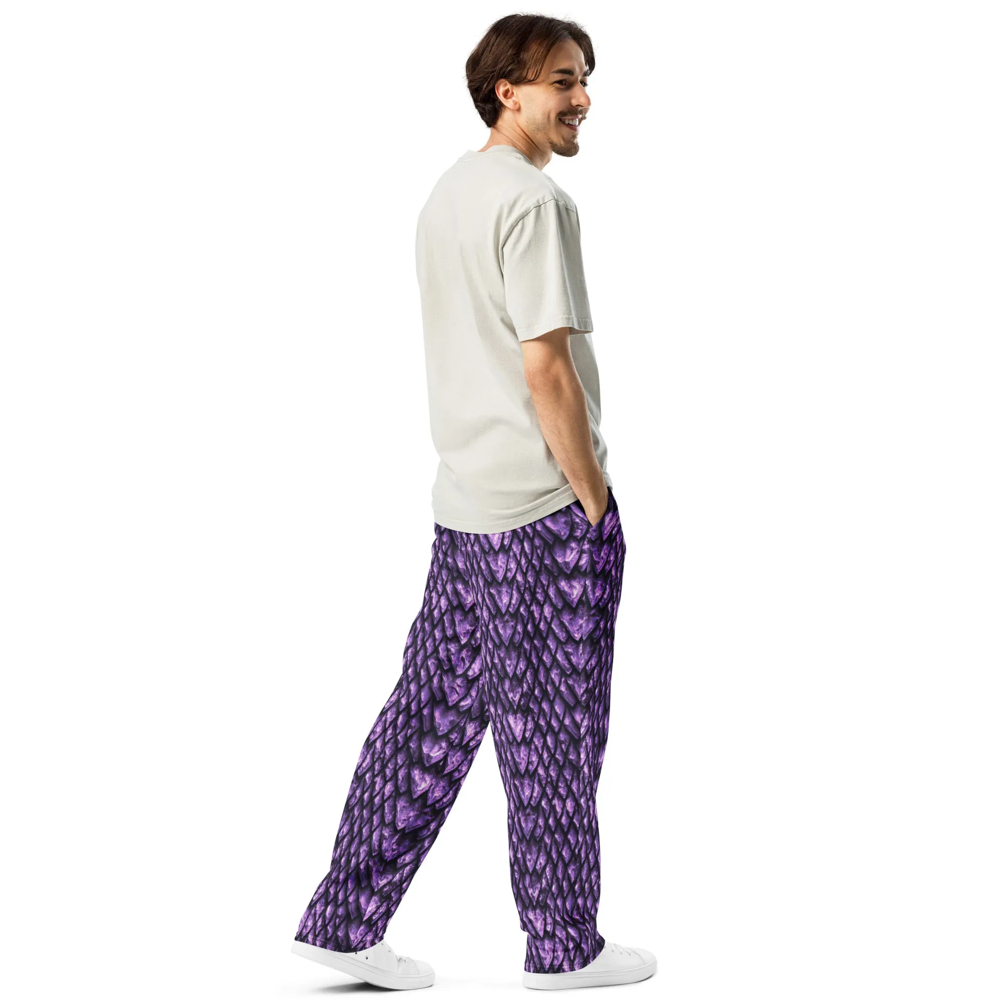 Amethyst Dragon Scale Wide-Leg Unisex Joggers