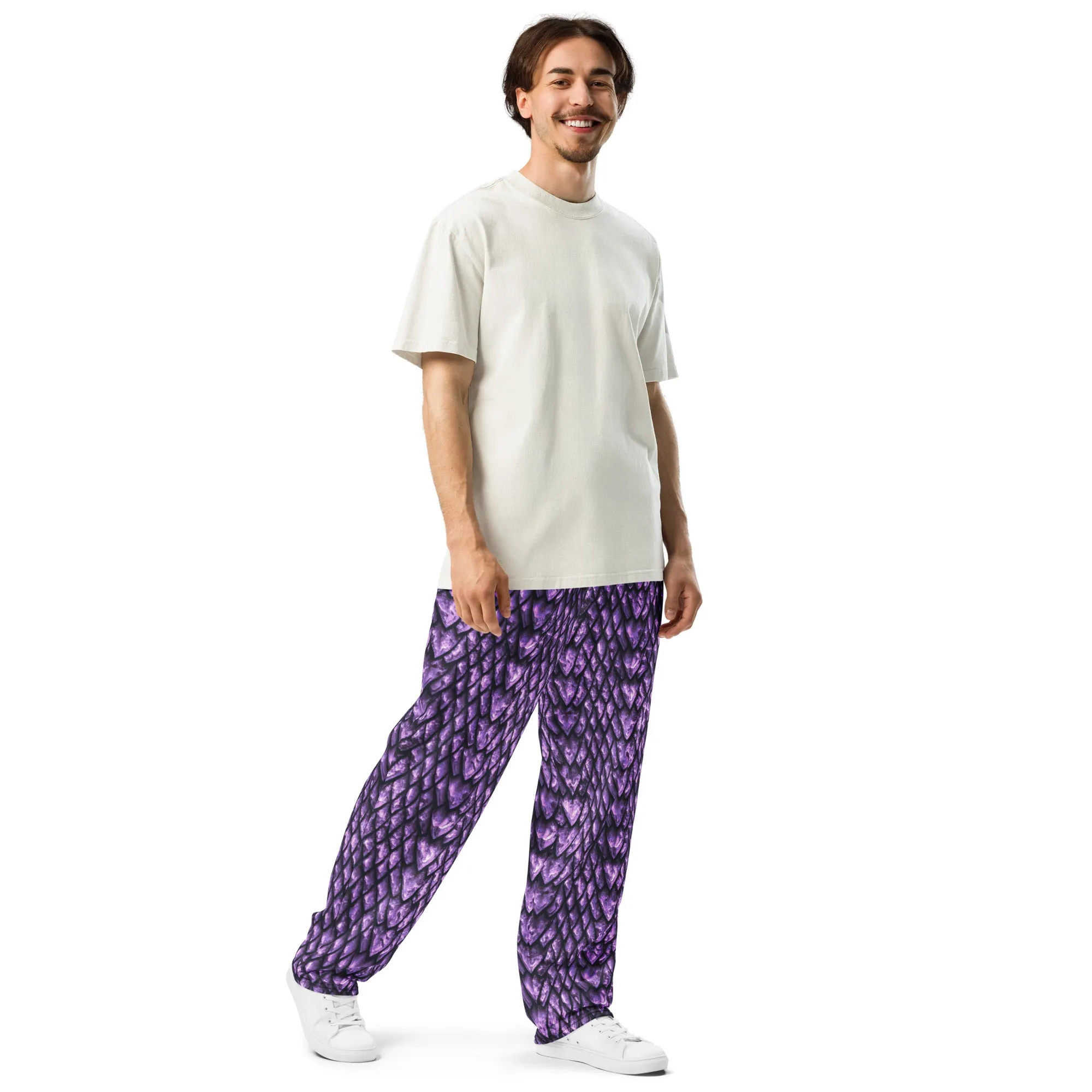 Amethyst Dragon Scale Wide-Leg Unisex Joggers