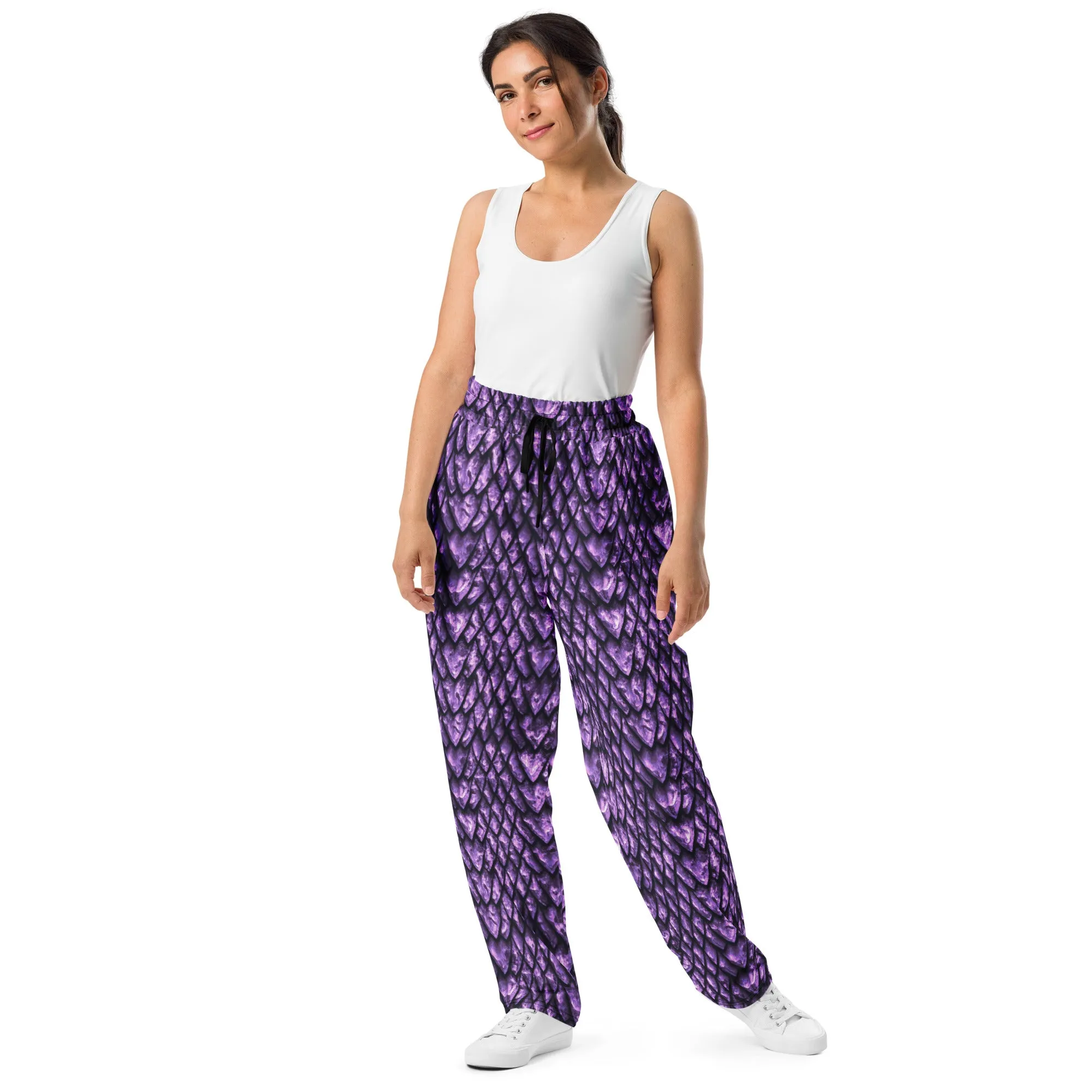 Amethyst Dragon Scale Wide-Leg Unisex Joggers