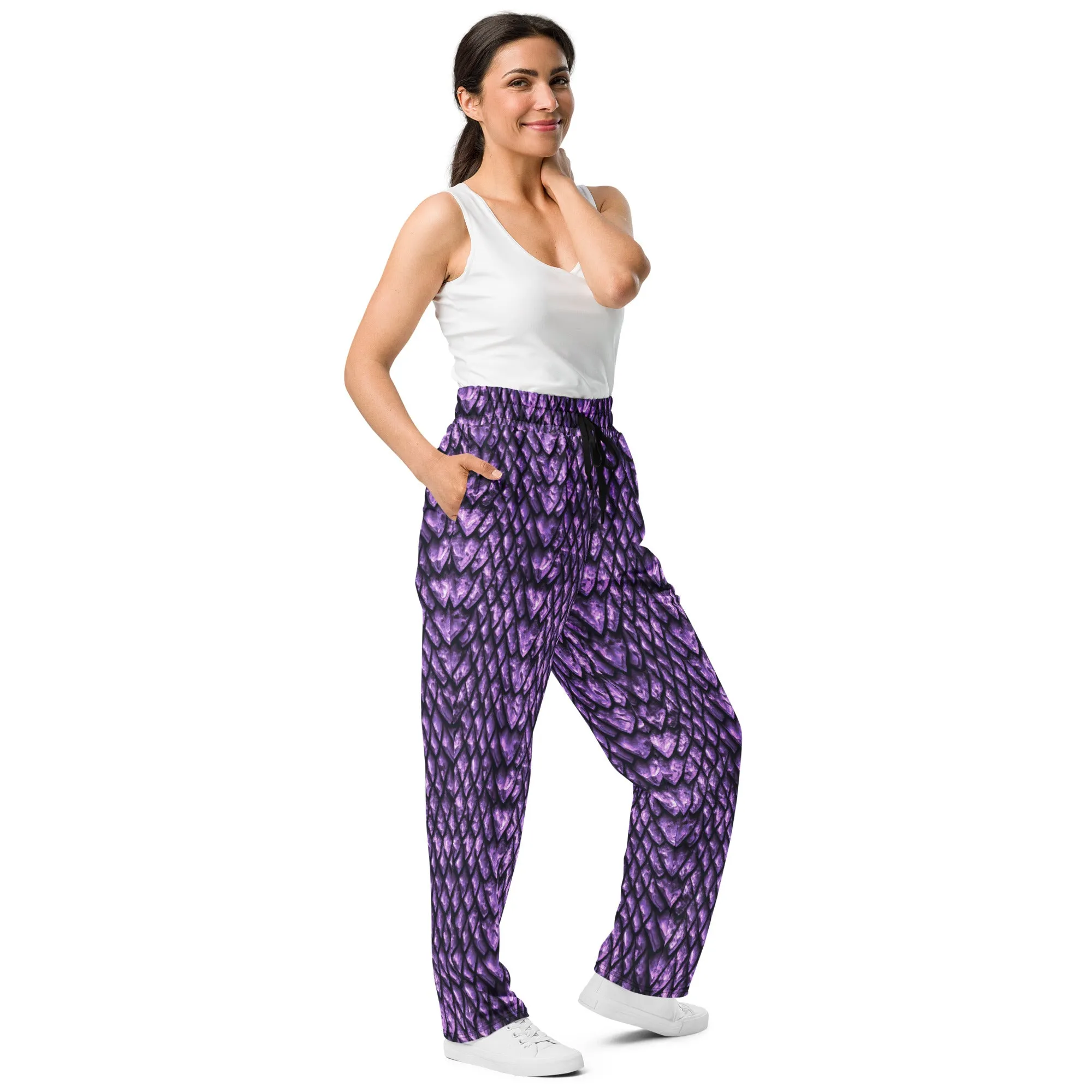 Amethyst Dragon Scale Wide-Leg Unisex Joggers