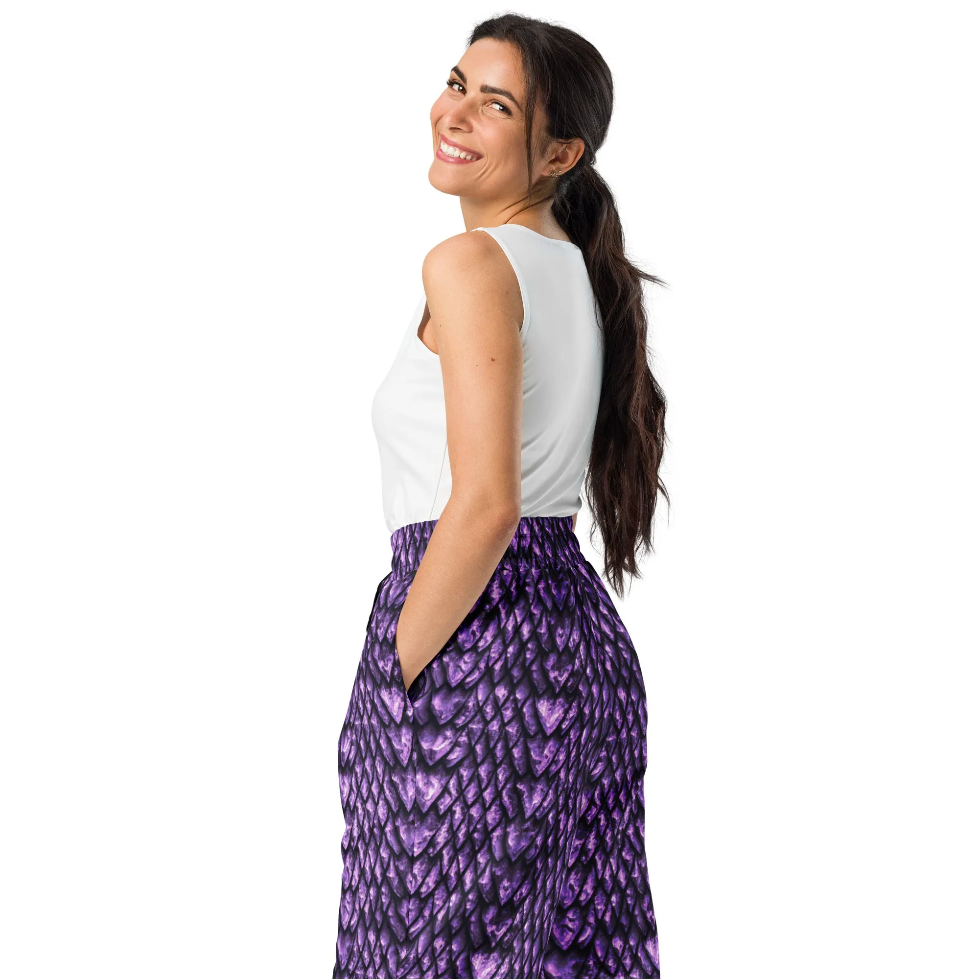 Amethyst Dragon Scale Wide-Leg Unisex Joggers