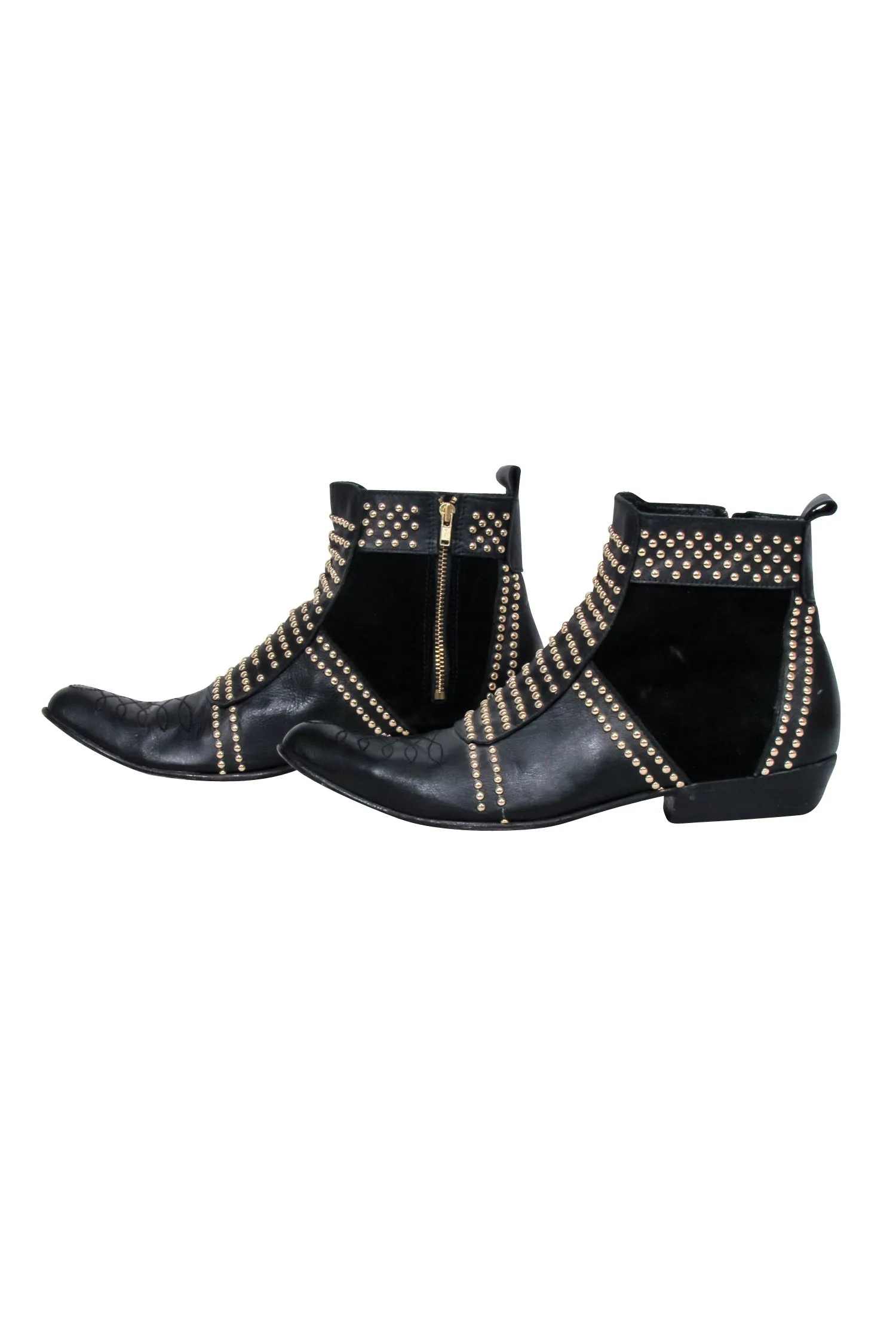 Anine Bing - Black Leather Studded Detail Charlie Short Boots Sz 9