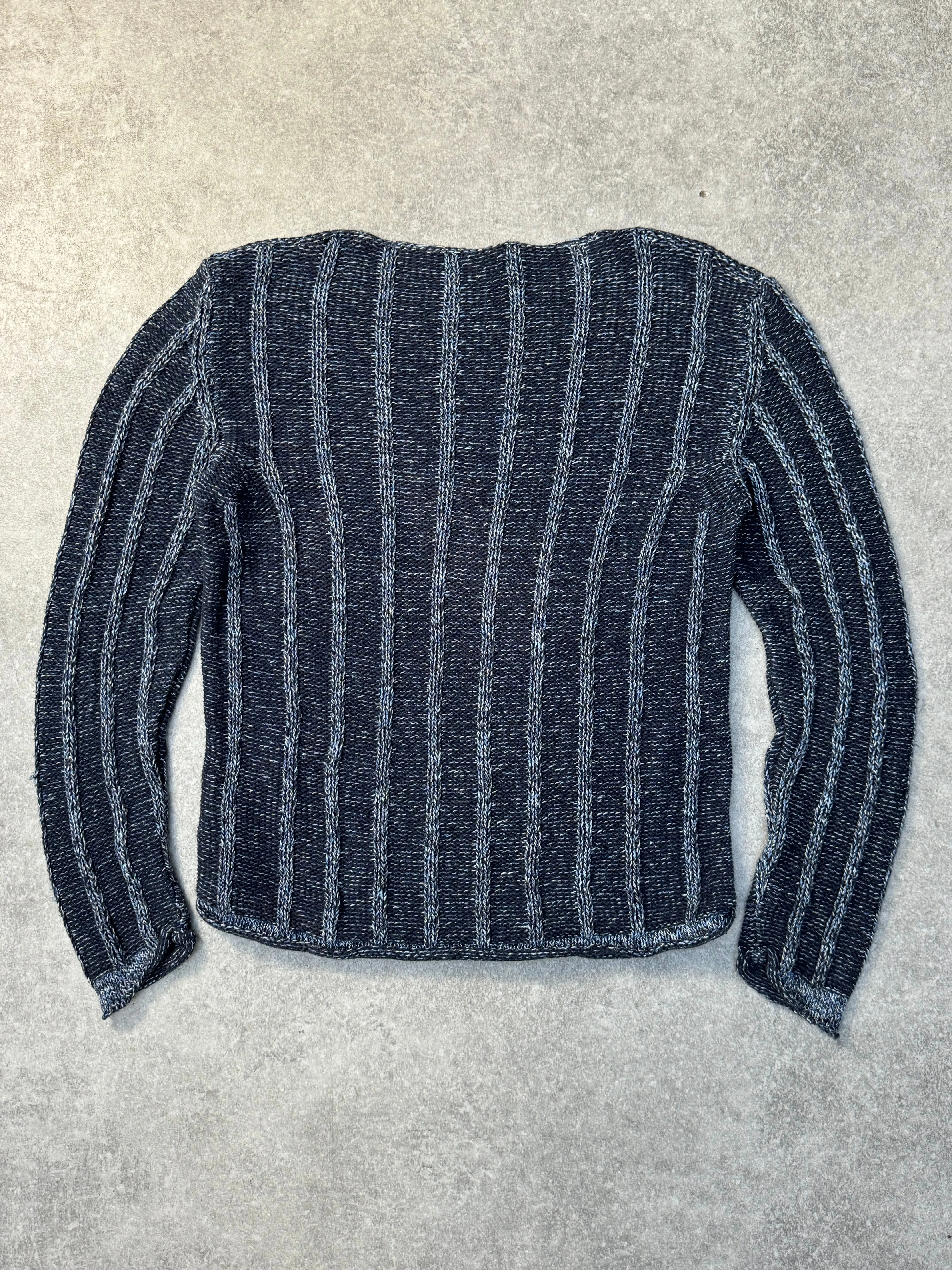 Armani Jeans Navy Multicolour Cable Knit Sweater