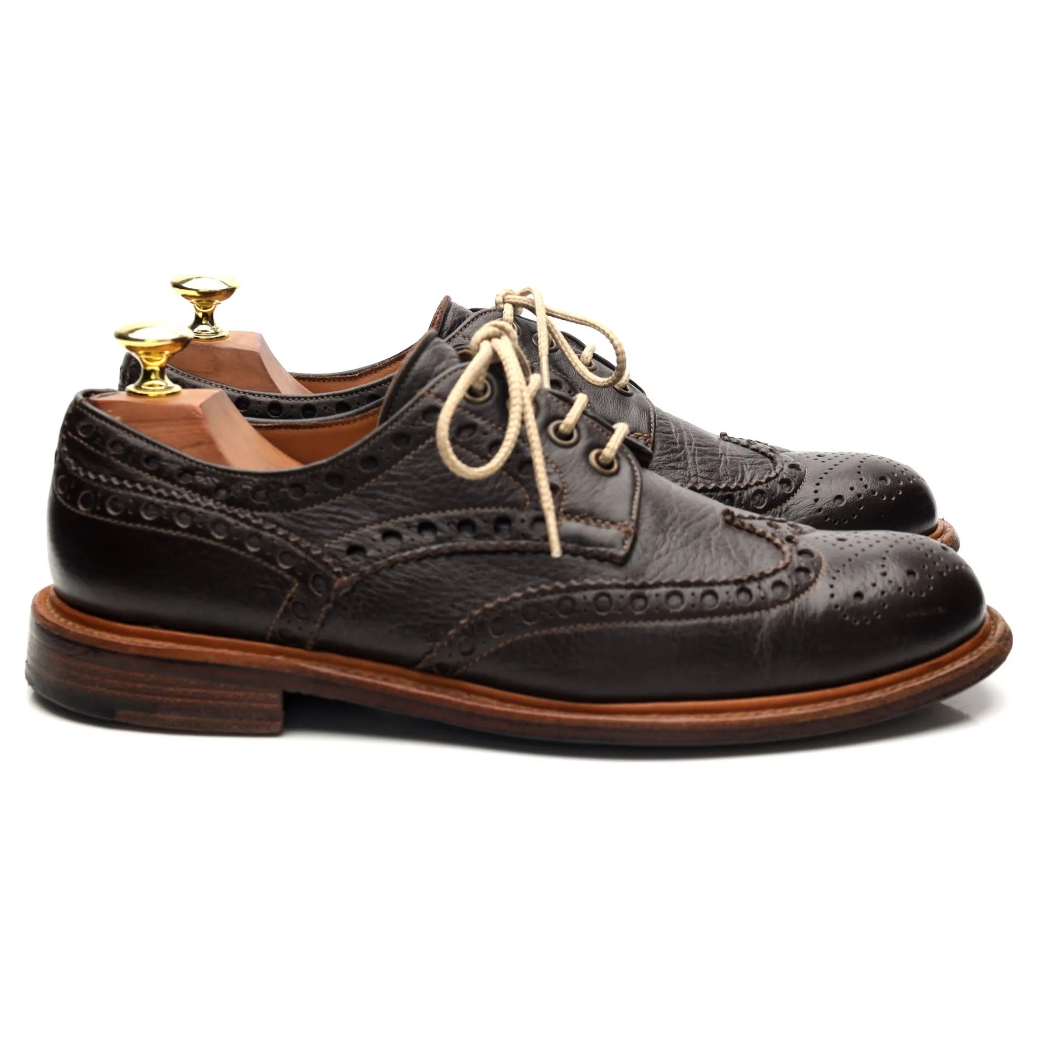 'Avon' Dark Brown Leather Derby Brogue UK 7 F