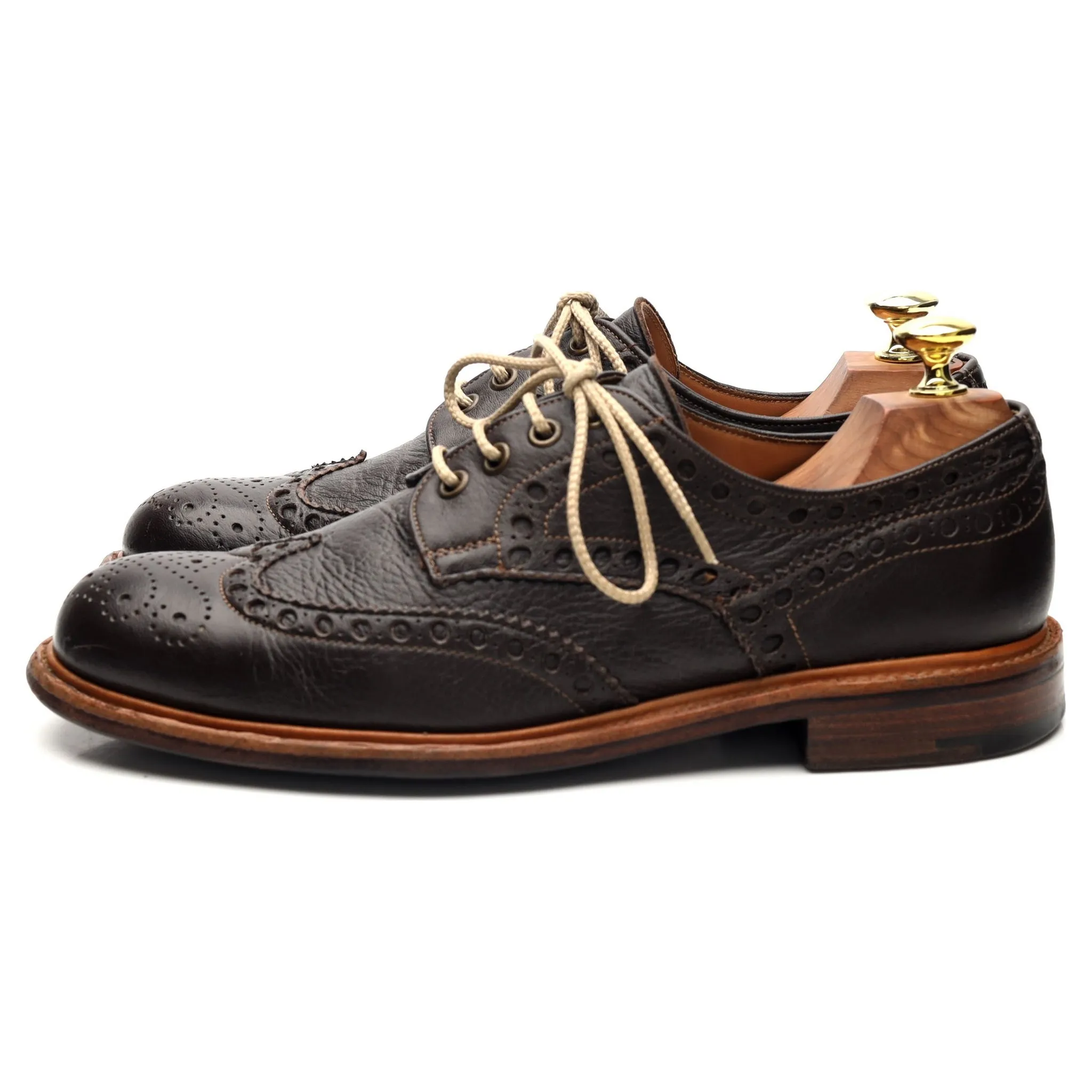 'Avon' Dark Brown Leather Derby Brogue UK 7 F