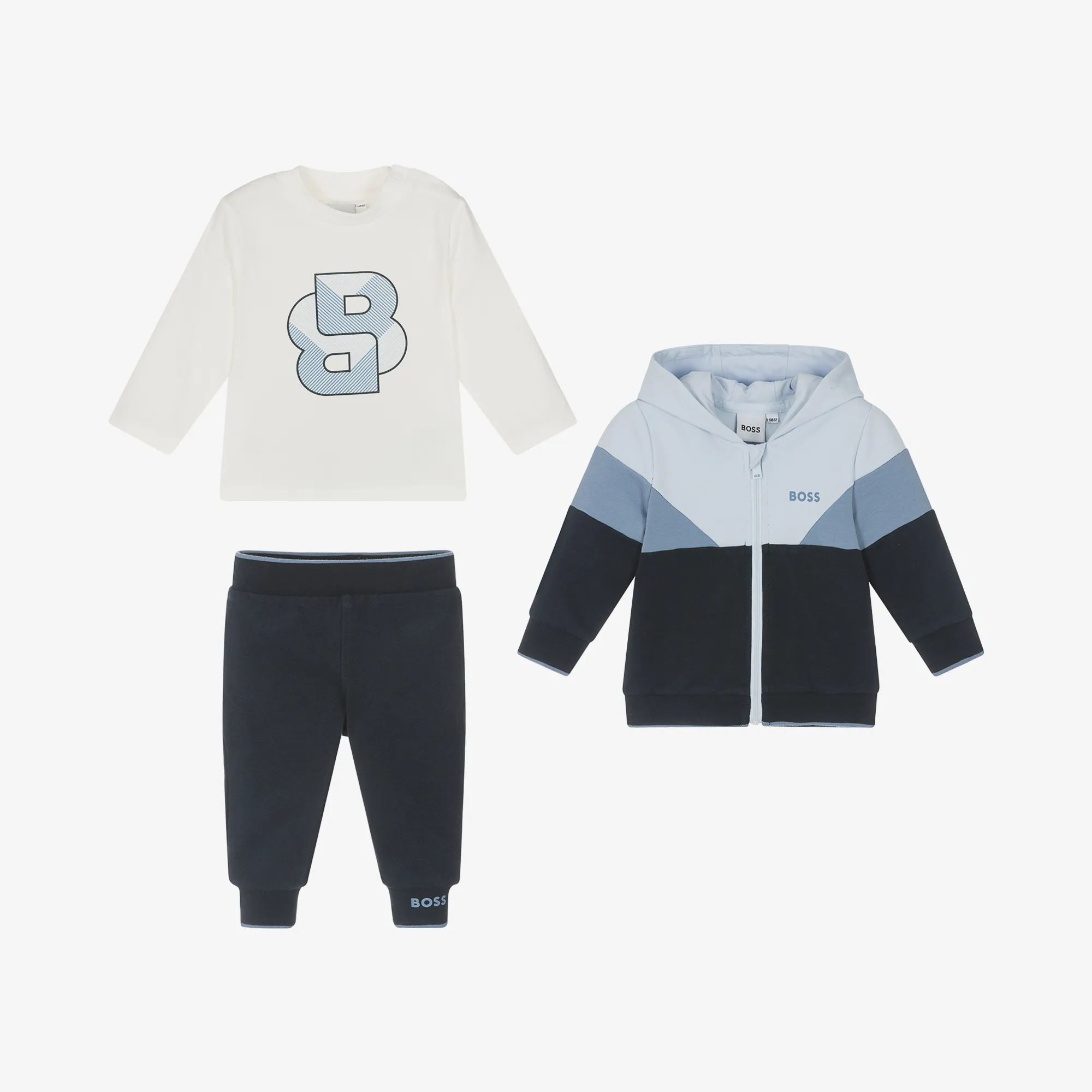 Baby Boys Blue Cotton Tracksuit Set