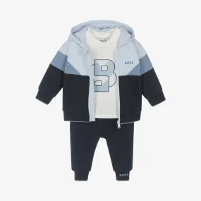 Baby Boys Blue Cotton Tracksuit Set