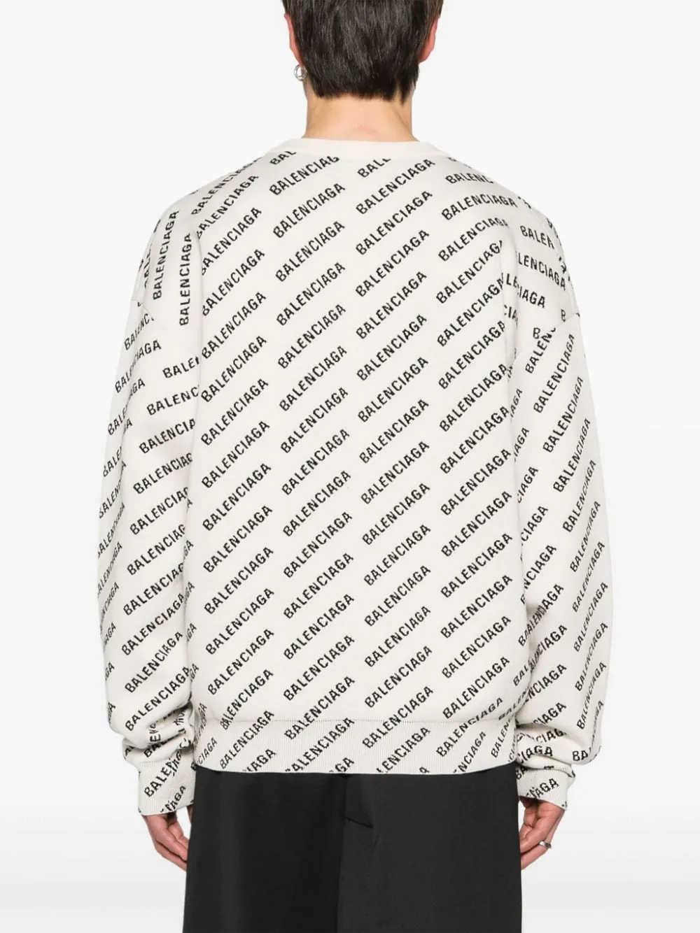 BALENCIAGA LOGO-INTARSIA KNITTED SWEATSHIRT