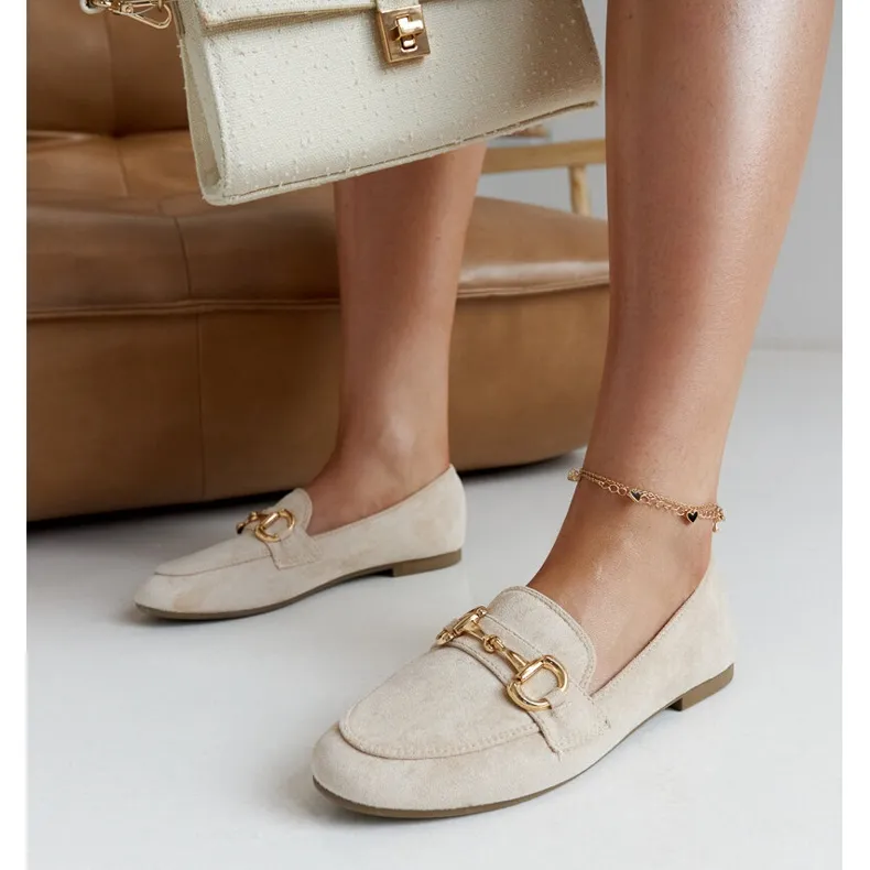 Erminia beige buckle moccasins