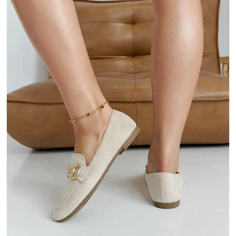 Erminia beige buckle moccasins