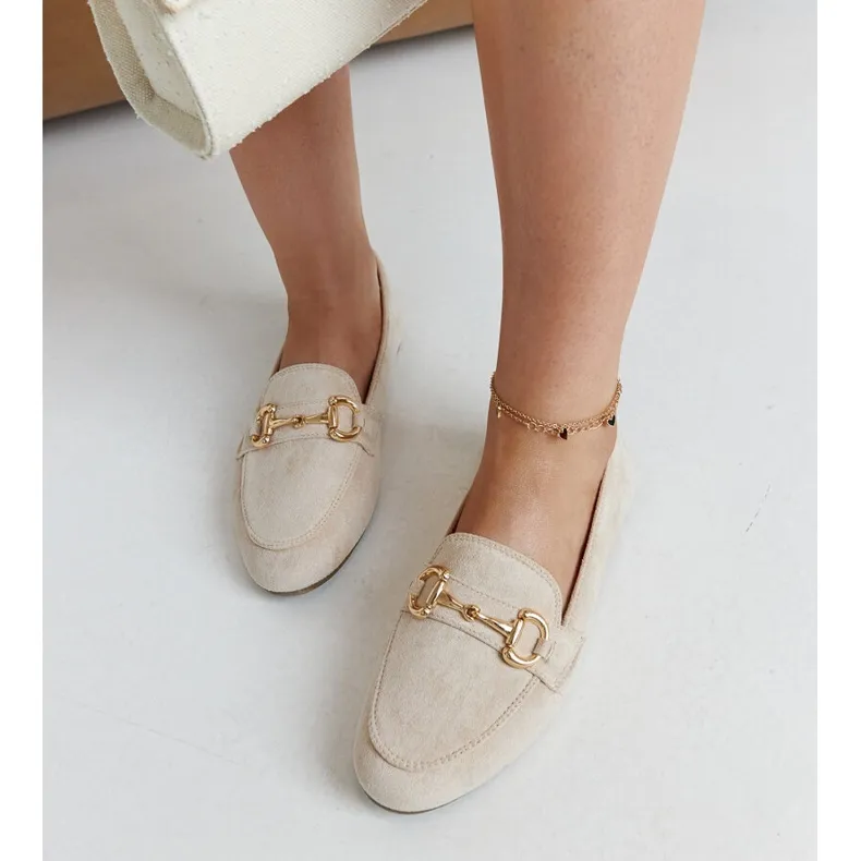 Erminia beige buckle moccasins