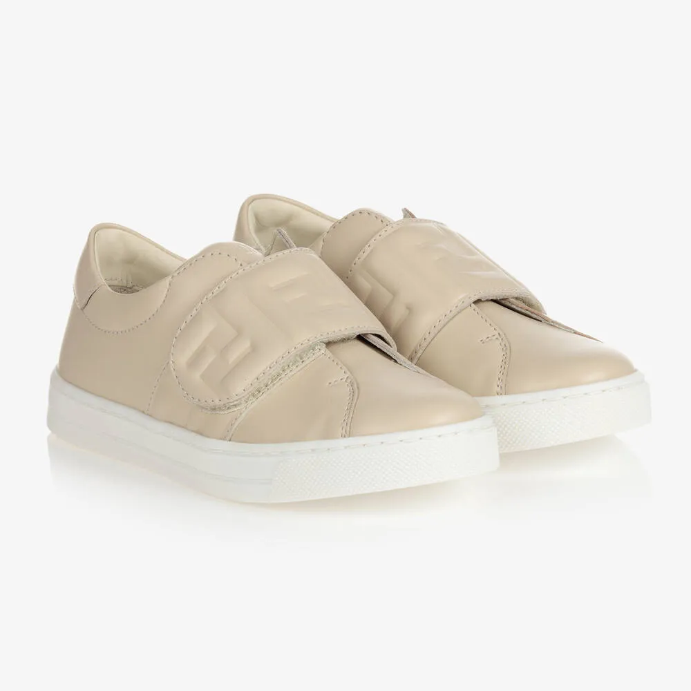 Beige Leather FF Trainers