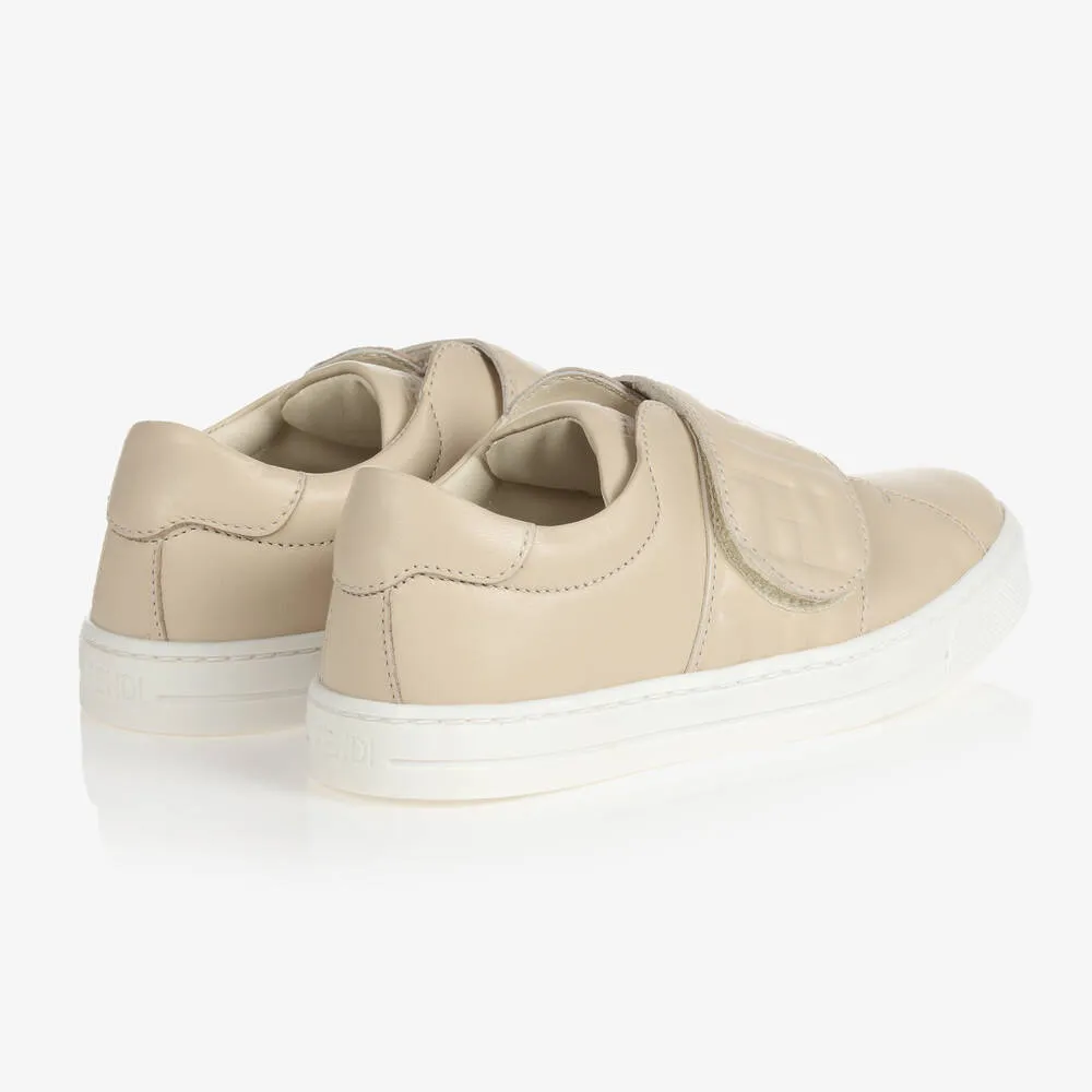 Beige Leather FF Trainers