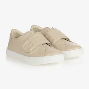 Beige Leather FF Trainers