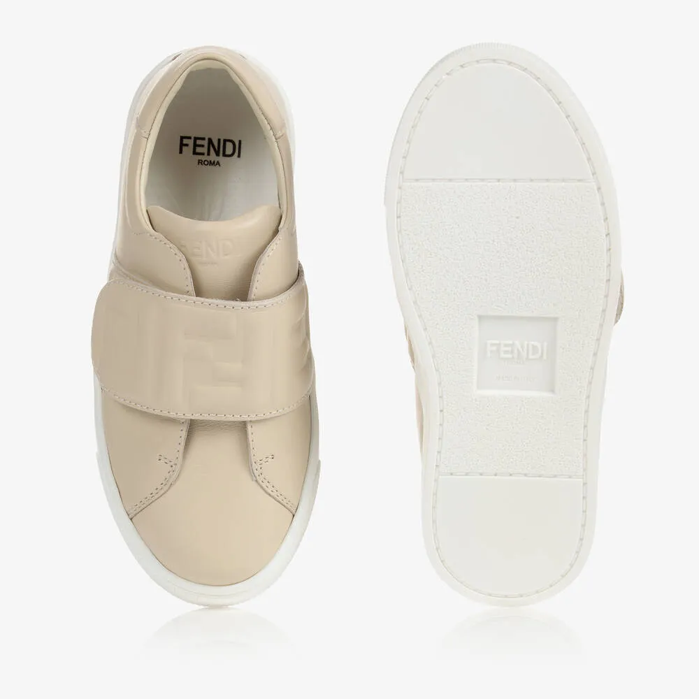 Beige Leather FF Trainers