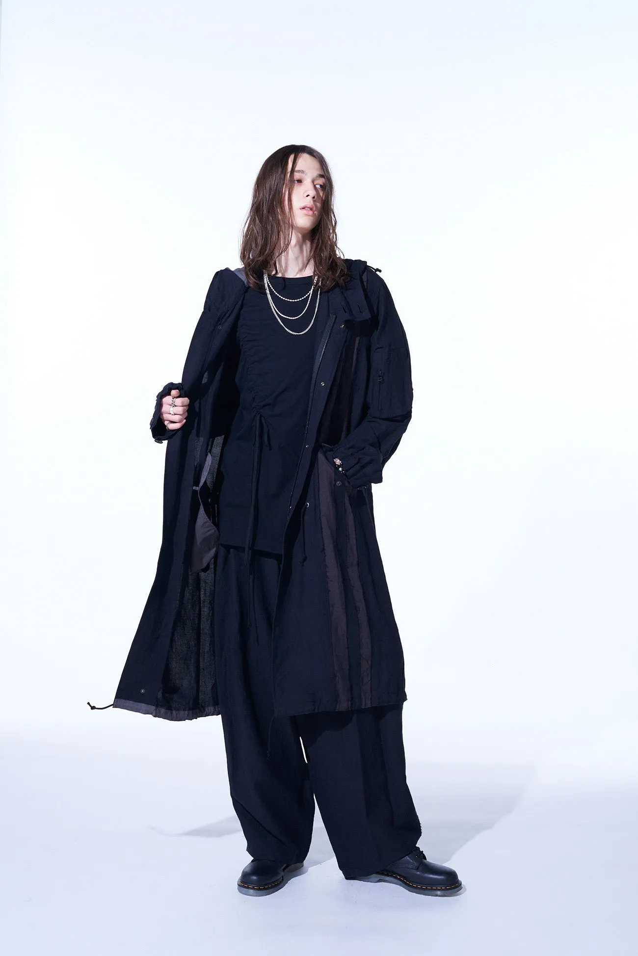 BIO-WASHED DUAL FABRIC MODS COAT WITH CUT-OUT DESIGN