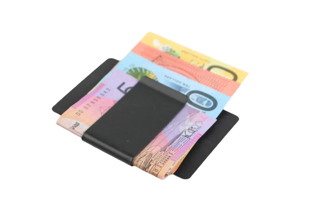 Black 3cm Wide Double Layer Money Clip