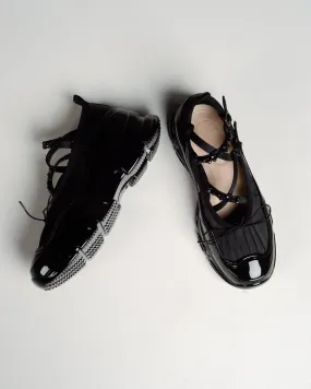 Black Embellished Low Trek Ballerina Shoes