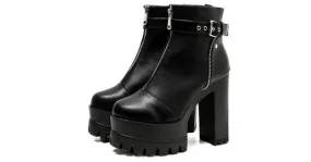 Black Gothic Punk Rock Chunky Sole Platforms Boots