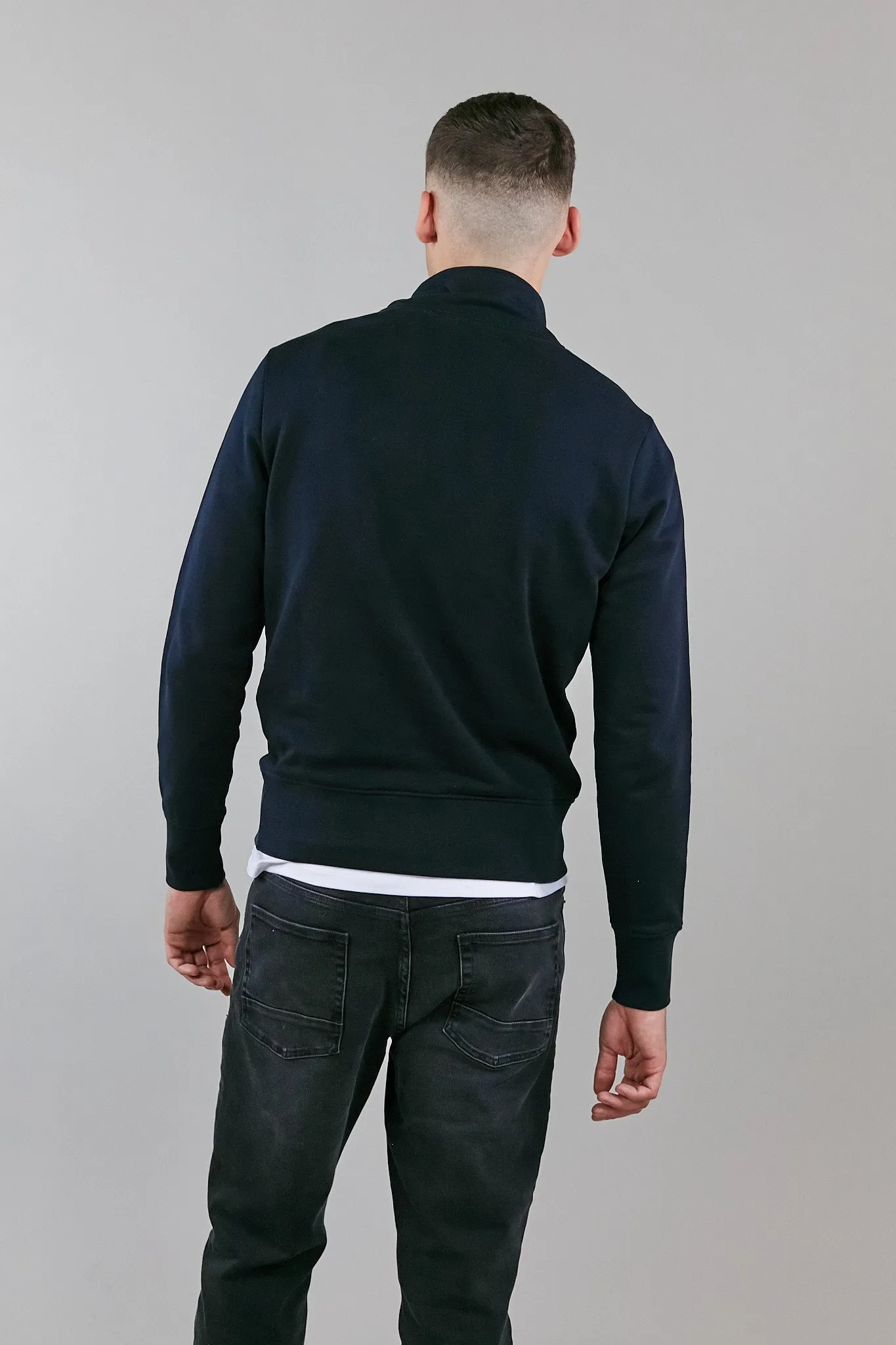 black half zip neck sweatshirt