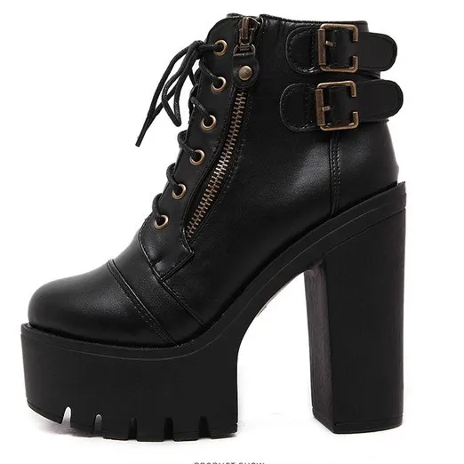 Chunky Heeled Punk Boots with Black High Tops